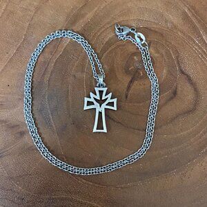 RETIRED James Avery Holy Spirit Descending Dove Cross Necklace, 16", Sterling Si